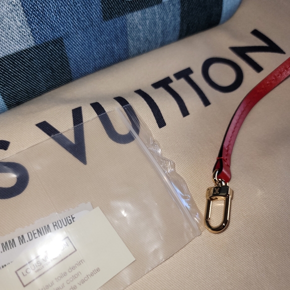 Louis Vuitton Patchwork Denim Wristlet Pouch Giant Monogram Pochette - Picture 4 of 13